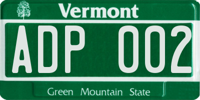 VT license plate ADP002