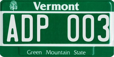 VT license plate ADP003