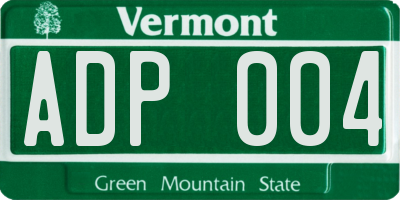 VT license plate ADP004