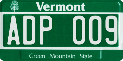VT license plate ADP009