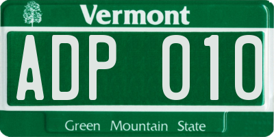 VT license plate ADP010