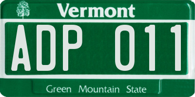 VT license plate ADP011