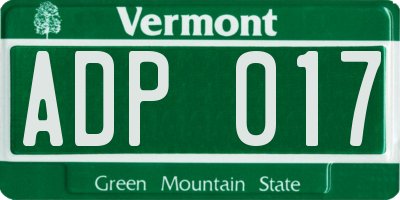 VT license plate ADP017