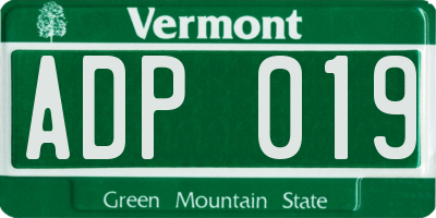 VT license plate ADP019