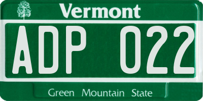 VT license plate ADP022