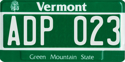 VT license plate ADP023
