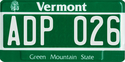 VT license plate ADP026