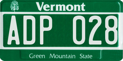 VT license plate ADP028