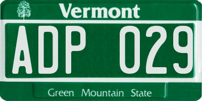 VT license plate ADP029