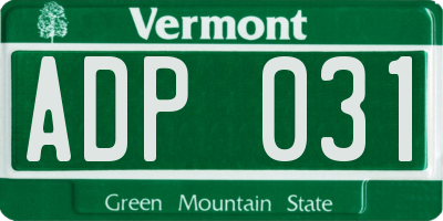 VT license plate ADP031