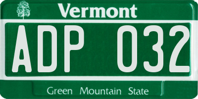 VT license plate ADP032