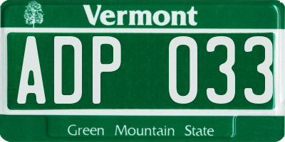 VT license plate ADP033