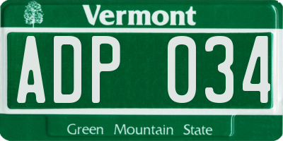 VT license plate ADP034