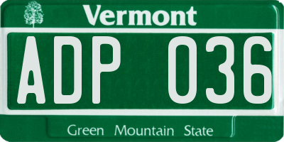 VT license plate ADP036