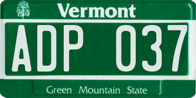 VT license plate ADP037