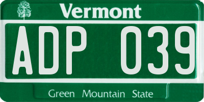 VT license plate ADP039