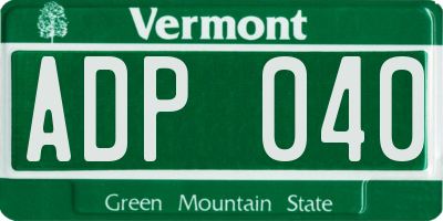 VT license plate ADP040