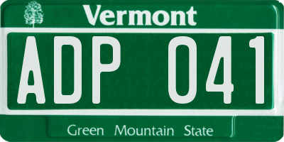 VT license plate ADP041