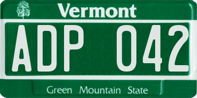 VT license plate ADP042