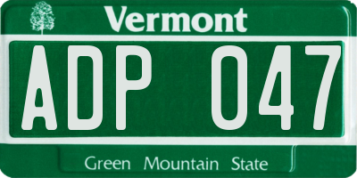 VT license plate ADP047