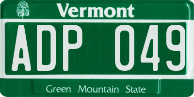 VT license plate ADP049