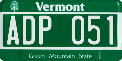 VT license plate ADP051