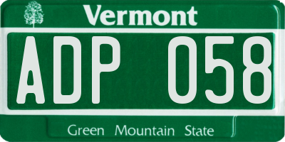 VT license plate ADP058