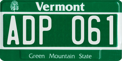VT license plate ADP061