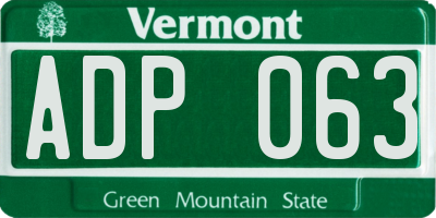 VT license plate ADP063