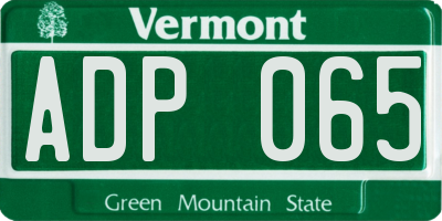 VT license plate ADP065