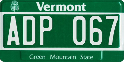 VT license plate ADP067