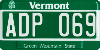 VT license plate ADP069