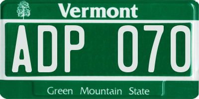 VT license plate ADP070