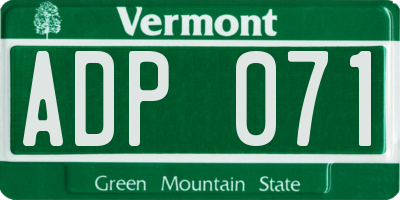 VT license plate ADP071