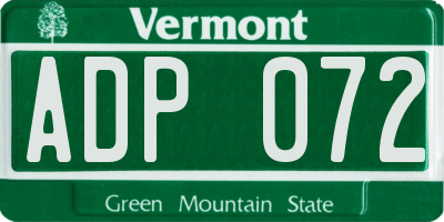 VT license plate ADP072
