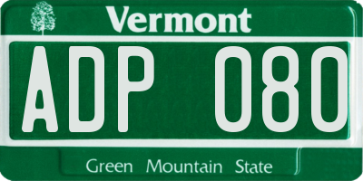 VT license plate ADP080