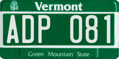VT license plate ADP081