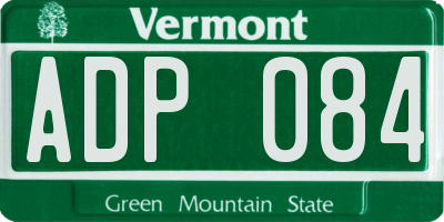 VT license plate ADP084