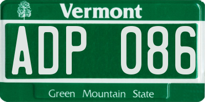 VT license plate ADP086