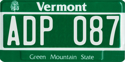 VT license plate ADP087