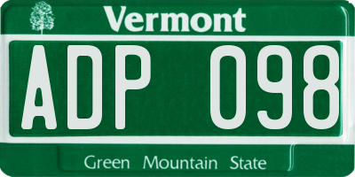 VT license plate ADP098