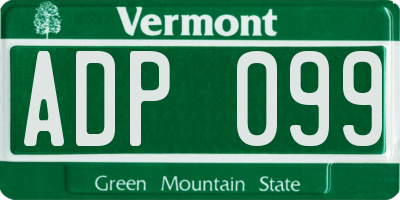 VT license plate ADP099