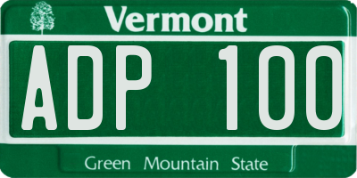 VT license plate ADP100