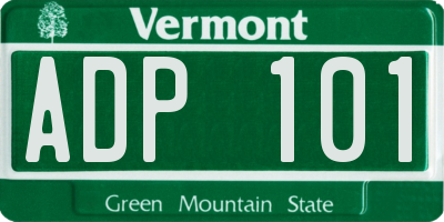 VT license plate ADP101