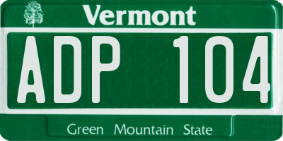 VT license plate ADP104