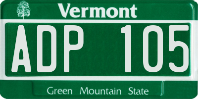 VT license plate ADP105