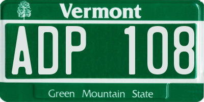 VT license plate ADP108
