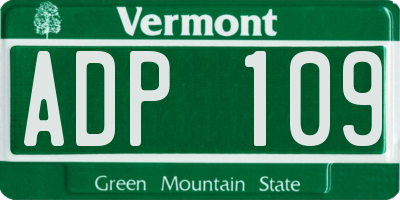 VT license plate ADP109