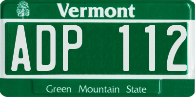 VT license plate ADP112