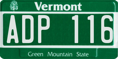 VT license plate ADP116